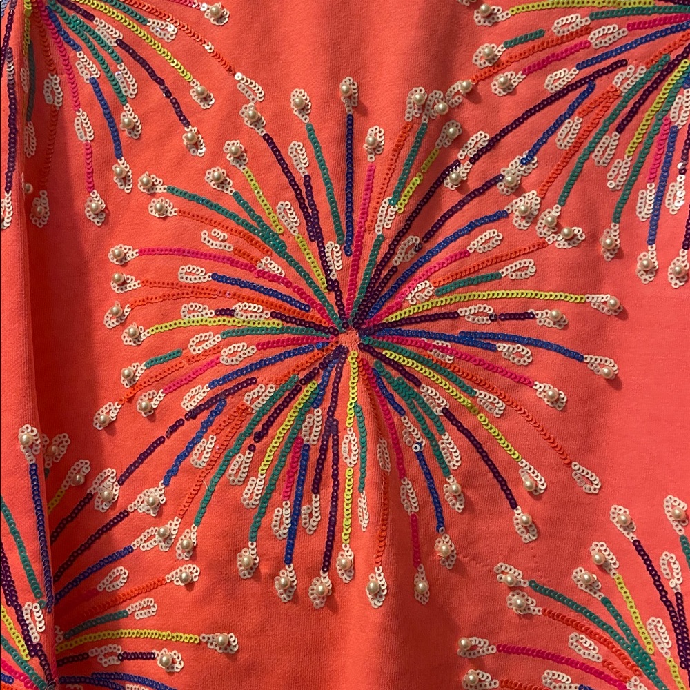 Queen of Sparkles Neon Pink Multi Fireworks Sweatshirt!  Small!  RARE!  EUC! - Picture 3 of 8